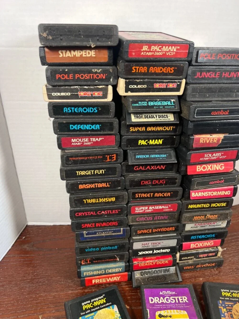 Lot Of 40+ Atari 2600 Game Cartridges Including Pac-Man Donkey Kong Dragster & M